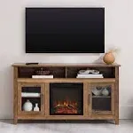 Walker Edison Wood Highboy Fireplace TV Stand 