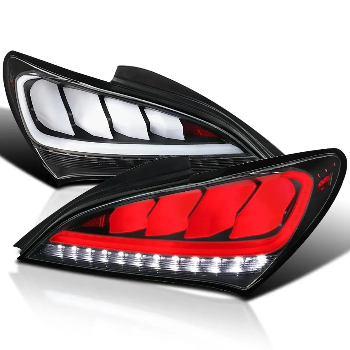 Spec-D 10-15 Hyundai Genesis 2DR LED Sequential Tail Lights Matte Black