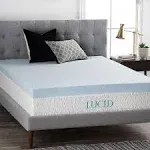 Lucid 4 inch Gel Memory Foam Mattress Topper, King