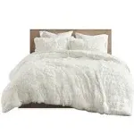 Intelligent Design Malea Full/Queen Ivory Shaggy Fur Duvet Cover Set