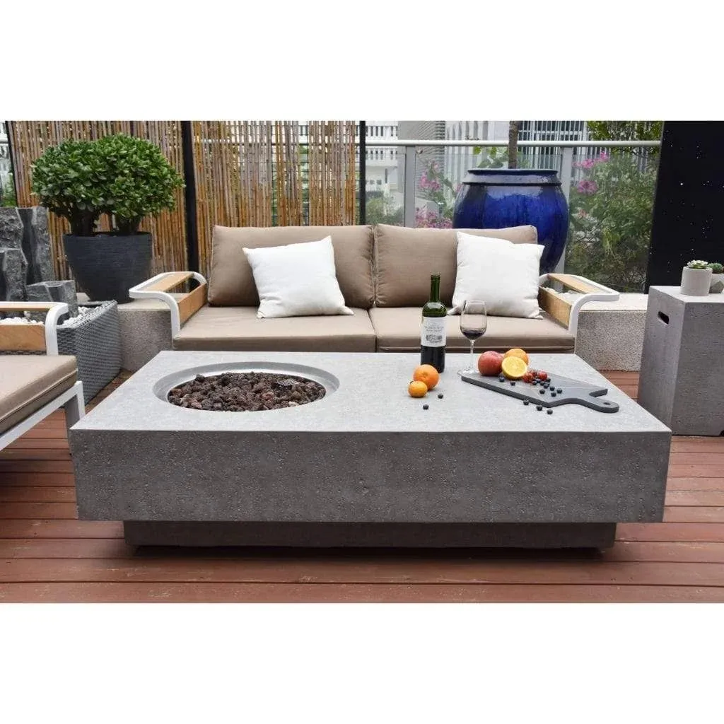 Elementi Metropolis Concrete Gas Fire Table 56&quot; - Multiple Colors Available