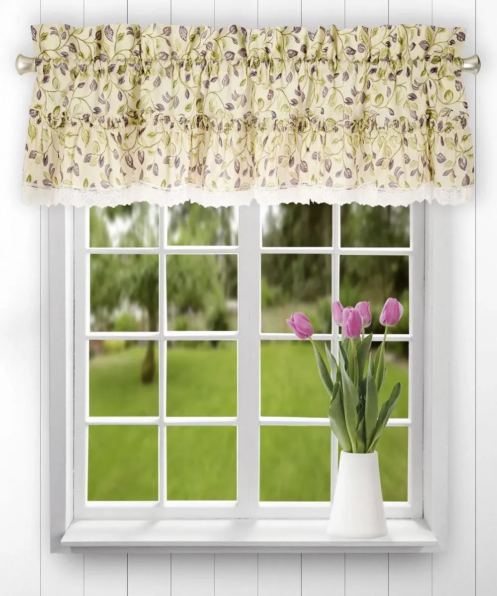 Ellis Curtain Clarice Ruffled 52" Curtain Valance - Color: Violet