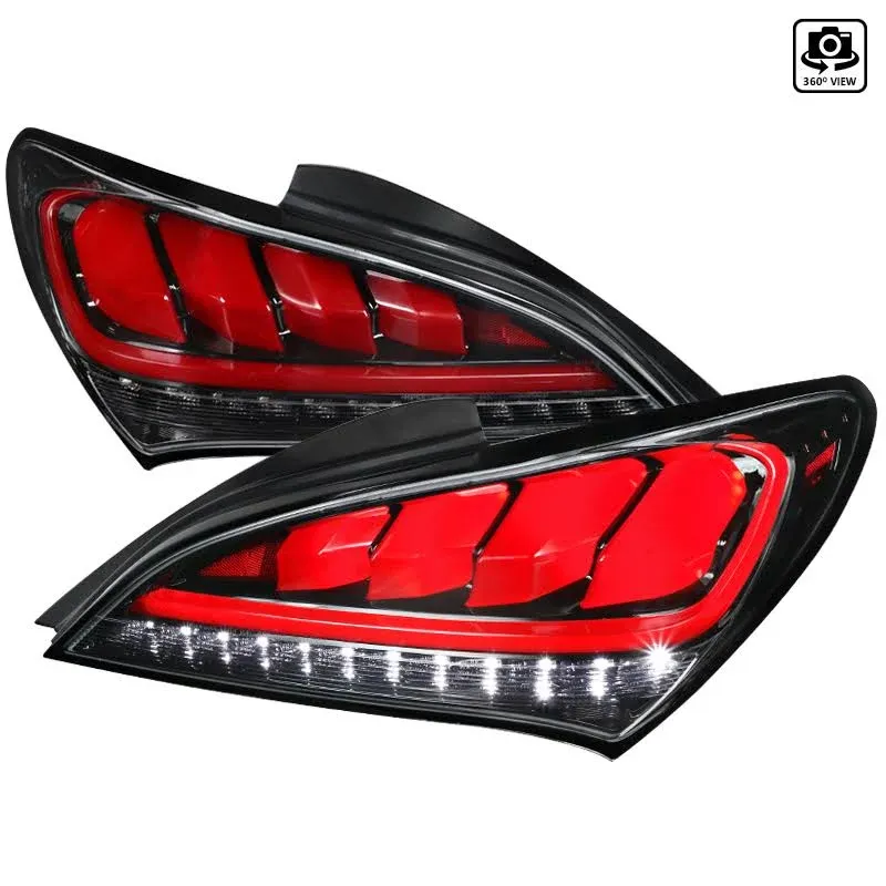 Spec-D Tuning 2DR LED Tail Lights Glossy Black with Sequential 10-15 Hyundai Genesis