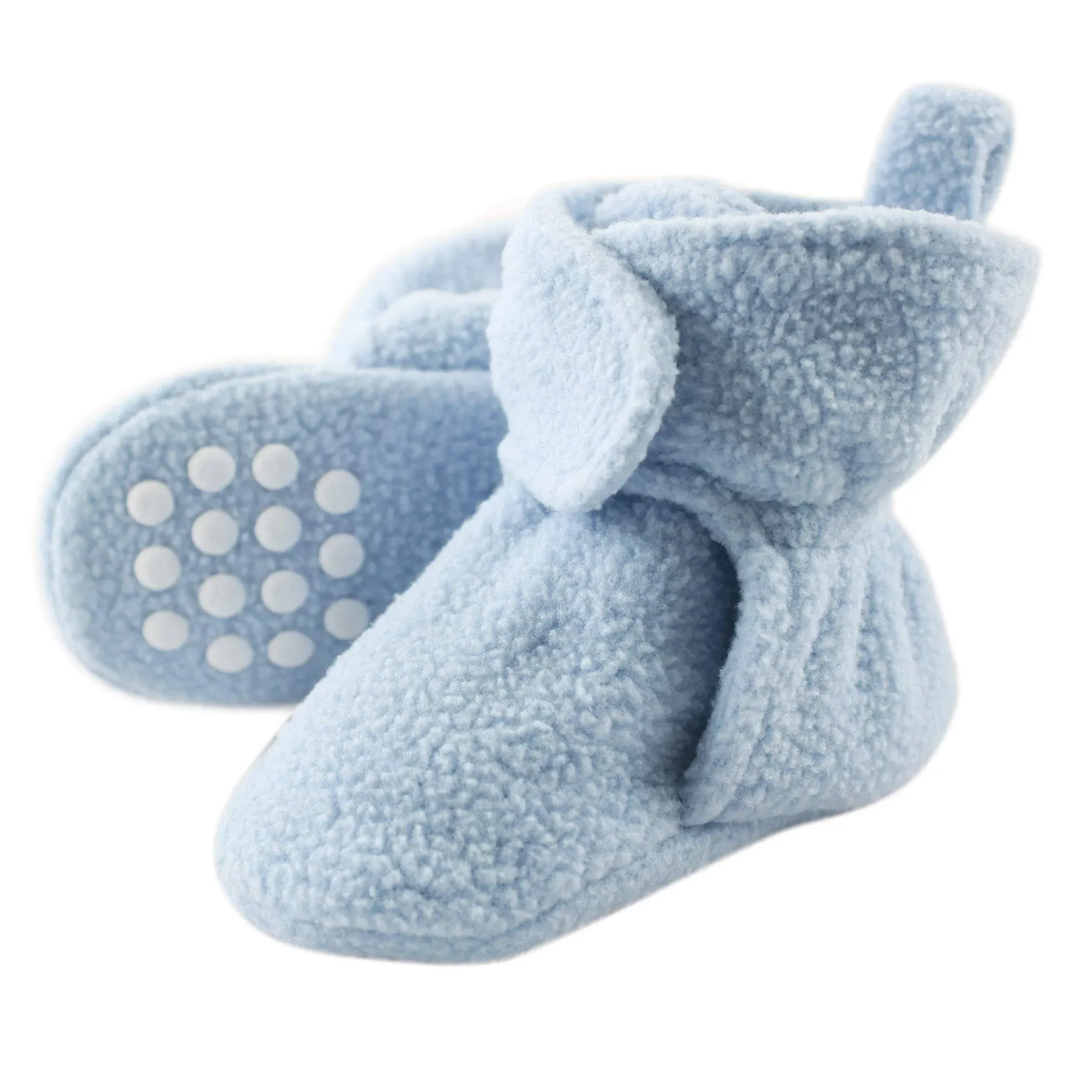 Luvable Friends Baby Fleece Booties, Light Blue