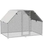 PawHut Metal Chicken Coop Run, Walk-In Chicken Coop Hen House Cage