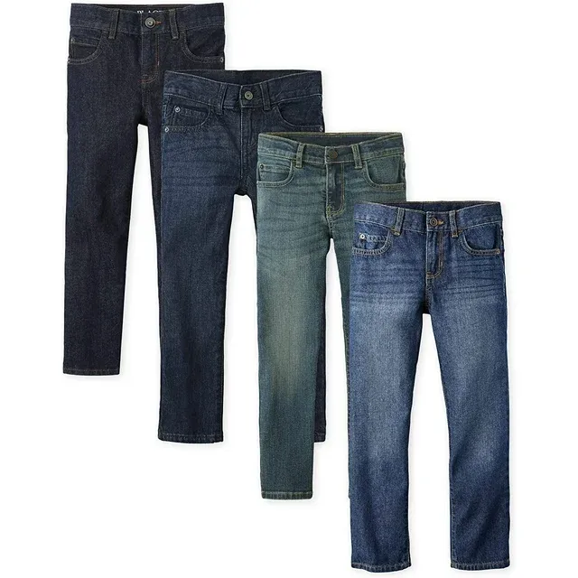 The Children's Place Boys Straight Fit Denim Jeans, 4-Pack, Sizes 4-18