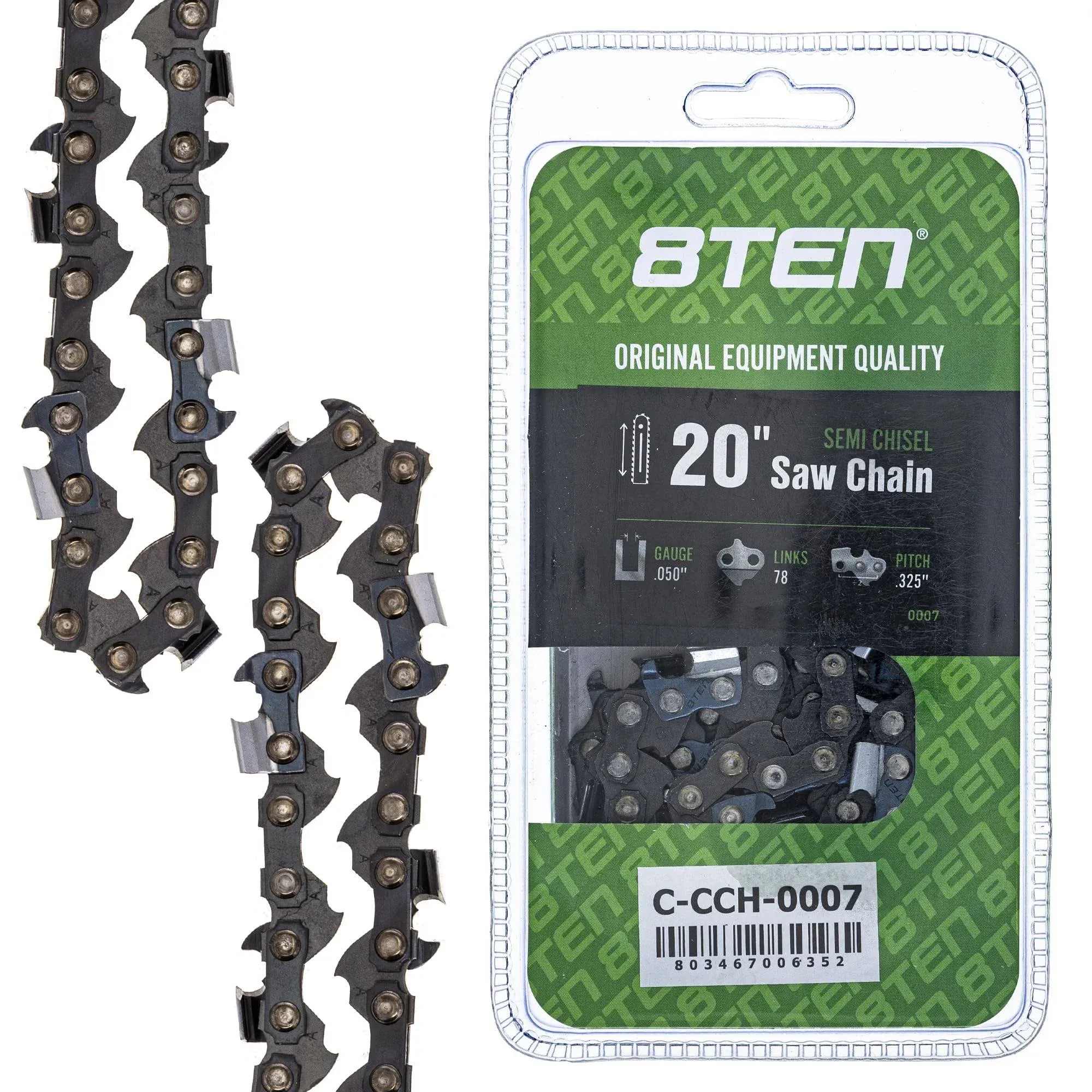 8TEN Chainsaw Chain 20 inch Bar .050 Gauge .325 Pitch 78DL for Husqvarna 42 50 240 440 136 Jonsered CS 2255 2250 (1 Chain)