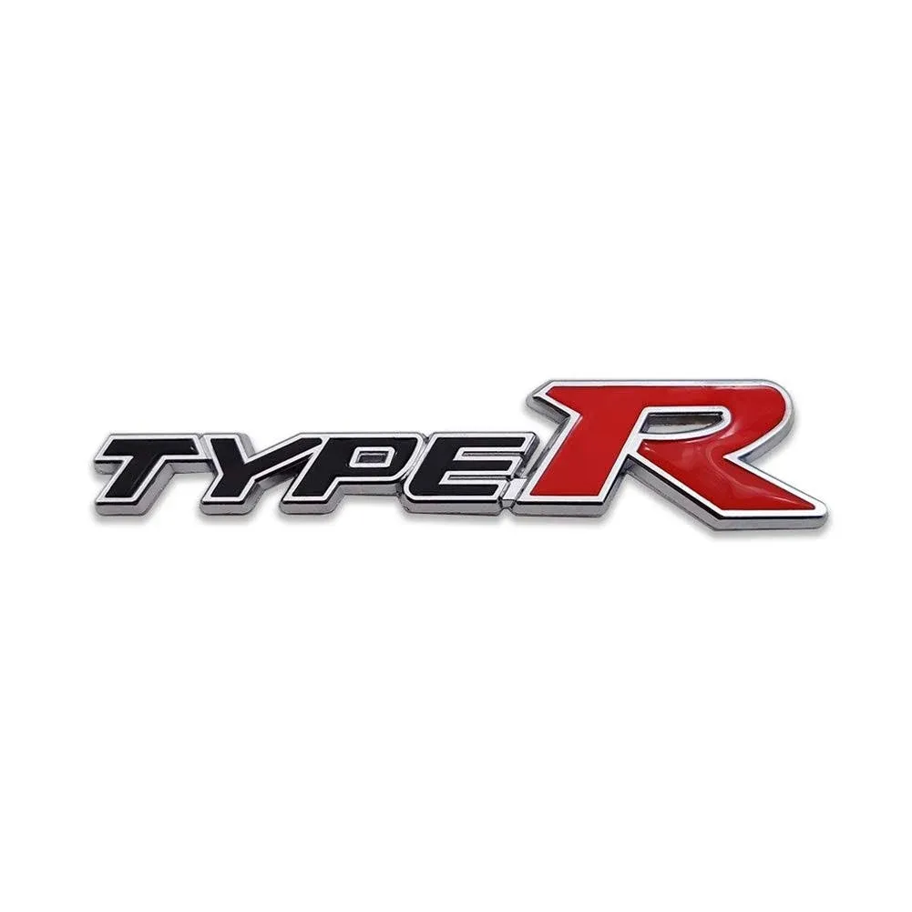 Chrome Metal Type-R Logo Car Emblem Premium 3D Racing Sport Badge Turbo Sticker Power Decal (Black&Red)