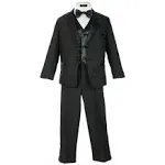 Boys' 5-Piece Tuxedo Set: Premium Formal Jacket, Pants, Shirt, Vest & Bow Tie