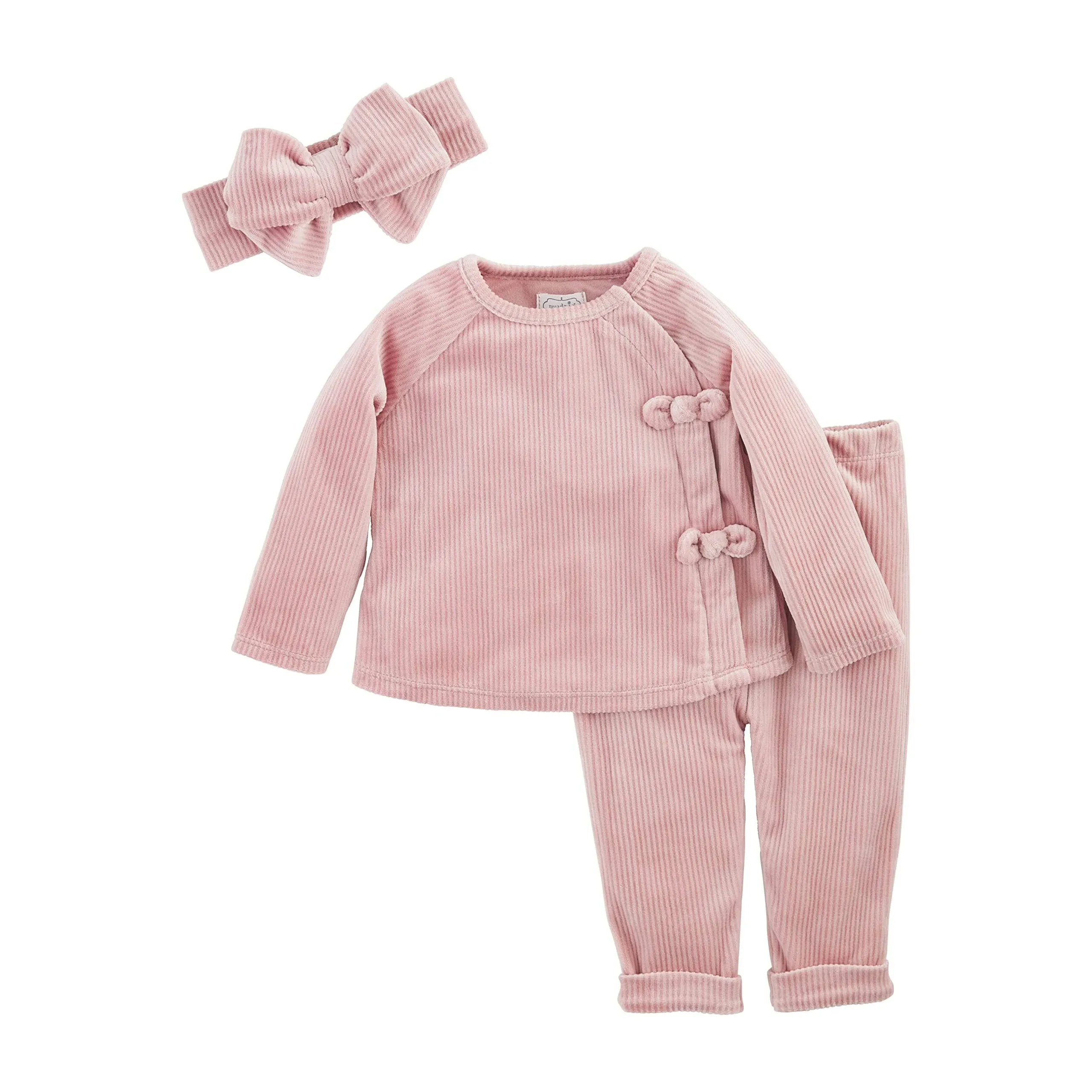 Mud Pie Pink Velour Three-Piece Set 9-12months