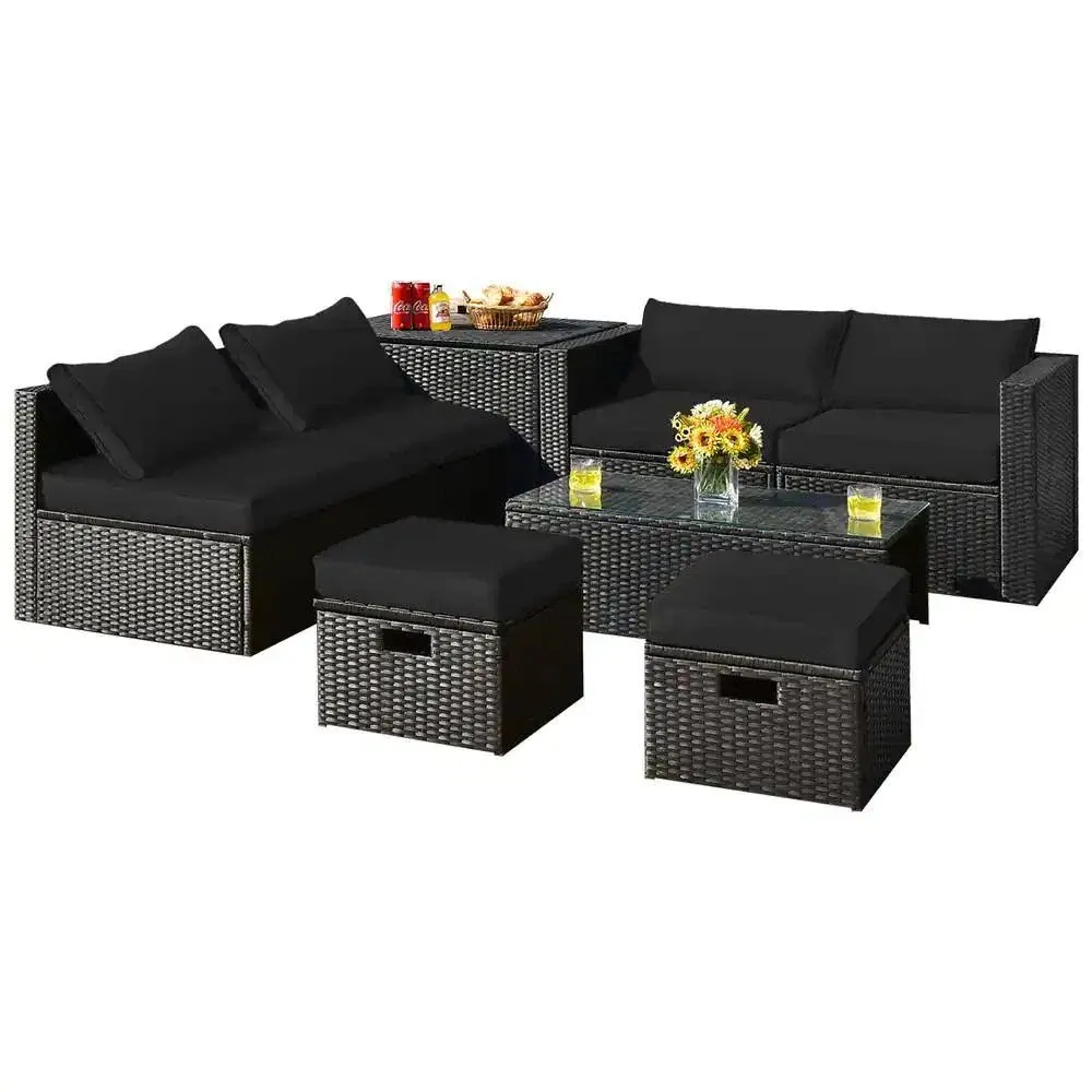 8-Piece Outdoor Wicker Furniture Set with Storage Box | Costway