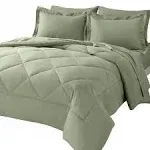 CozyLux King Comforter Set with Sheets 7 Pieces Bed in A Bag Sage Gree