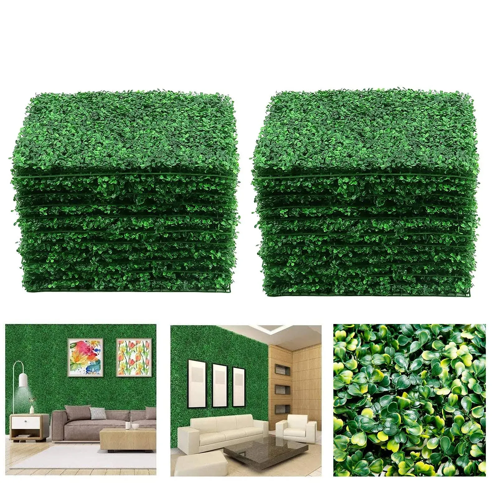 24 Pcs Boxwood Panels- 16&#034;x24&#034; Grass Wall Panel, Boxwood Hedge Wall Panels, G...