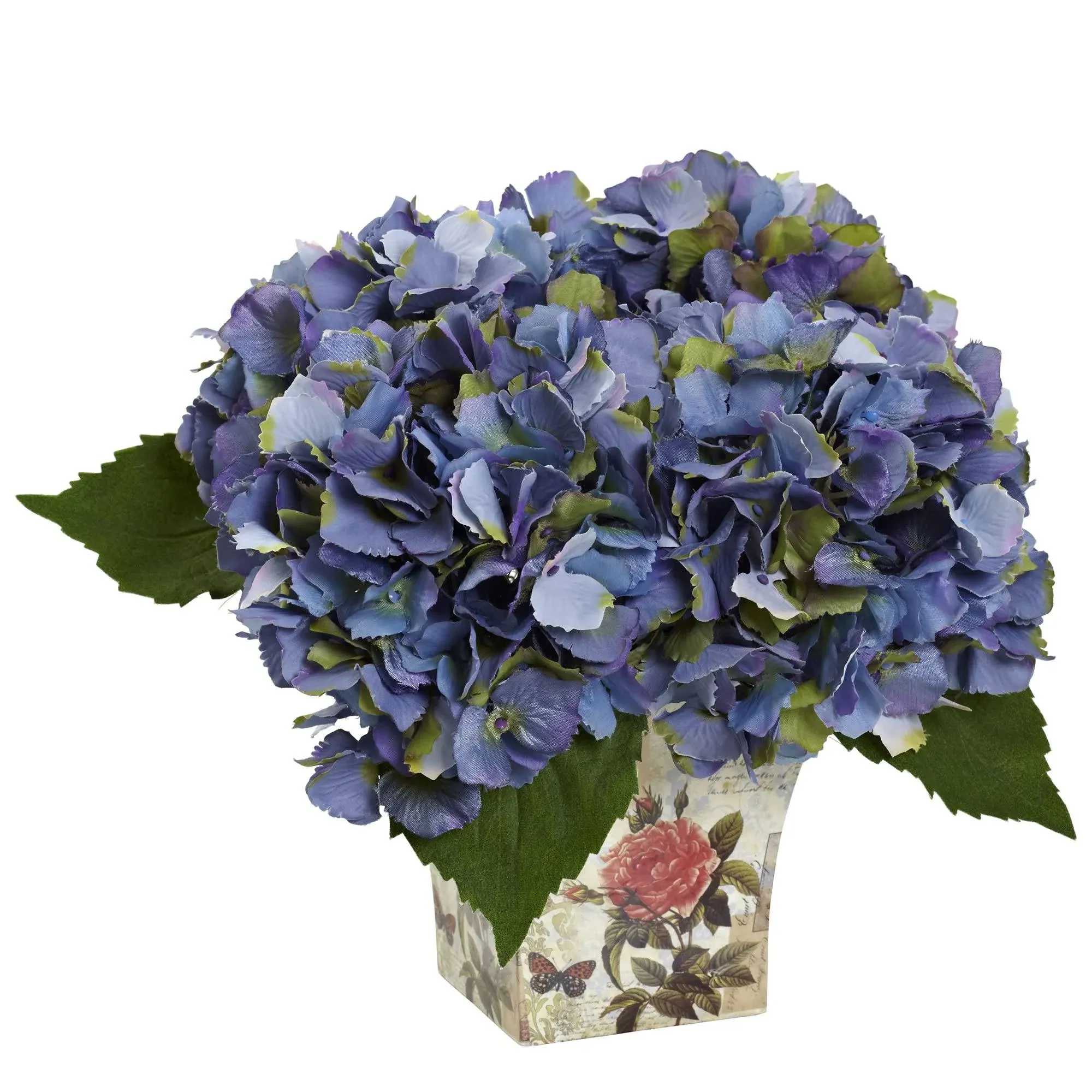 Nearly Natural Hydrangea Silk Arrangement with Floral Planter