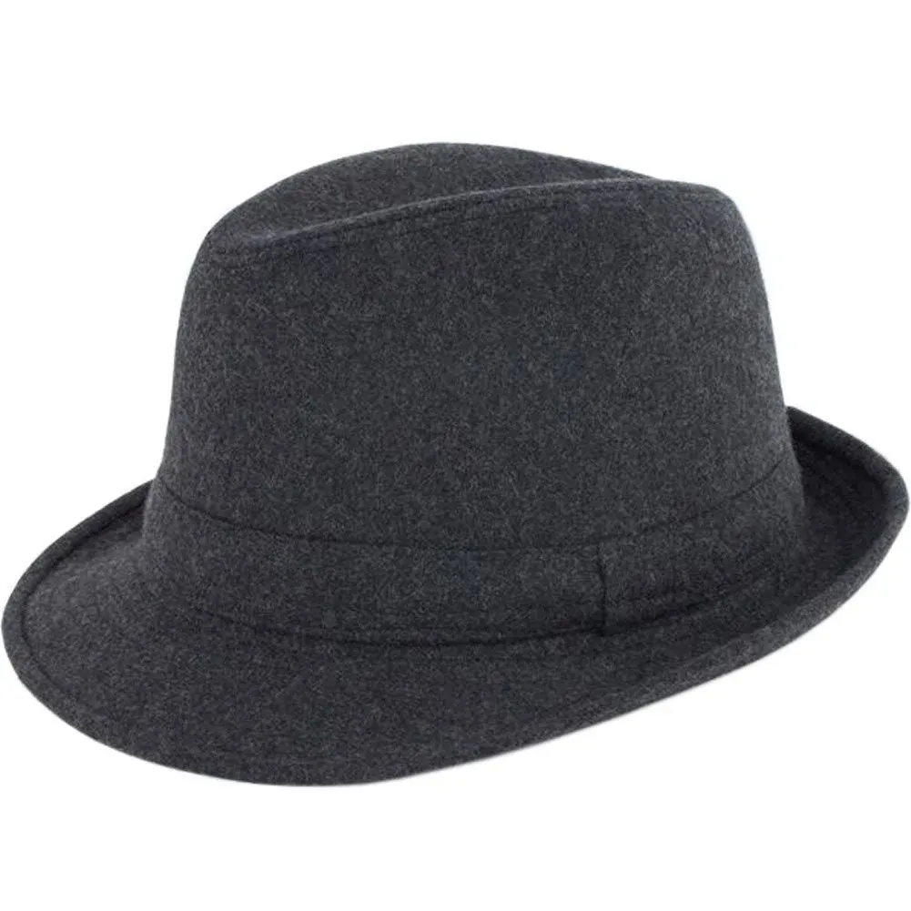 Men's Classic Manhattan Structured Gangster Trilby Fedora Hat Short Brim Panama ...