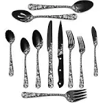 53-Piece Silverware Set with Serving Utensils, Set for 8 - Shiny Black