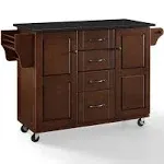 Crosley Eleanor Kitchen Cart Mahogany Black Granite Top