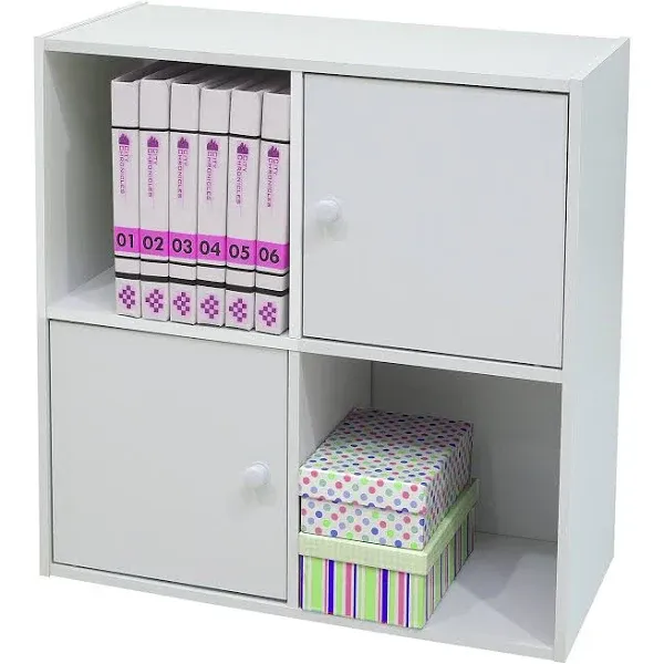 Kings Brand Furniture - Charles 2 Door, 2 Open Cube Storage Organizer Bookcase,