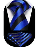 HISDERN Stripe Tie Mens Ties with Pocket Square Set Classic 3.4'' Silk Formal Necktie Handkerchief for Business Wedding