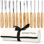 Schaaf Wood Carving Tools Set of 12 Chisels with Canvas Case