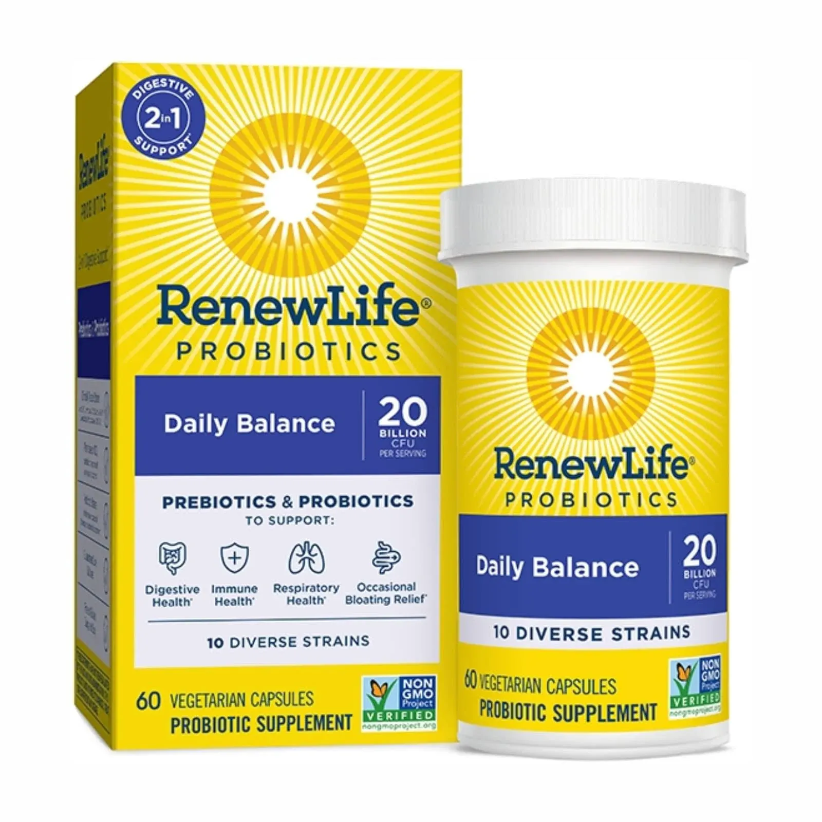 Renew Life Daily Balance Probiotics + Prebiotics (60 Capsules)