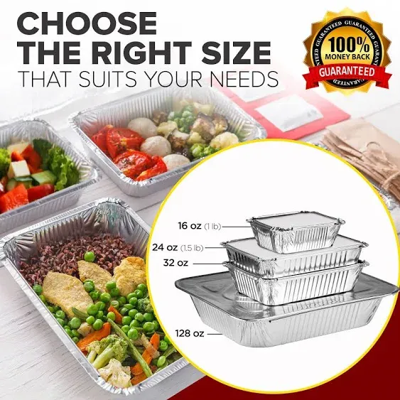 Fit Meal Prep Disposable Aluminum Foil Pan Take Out Food Containers