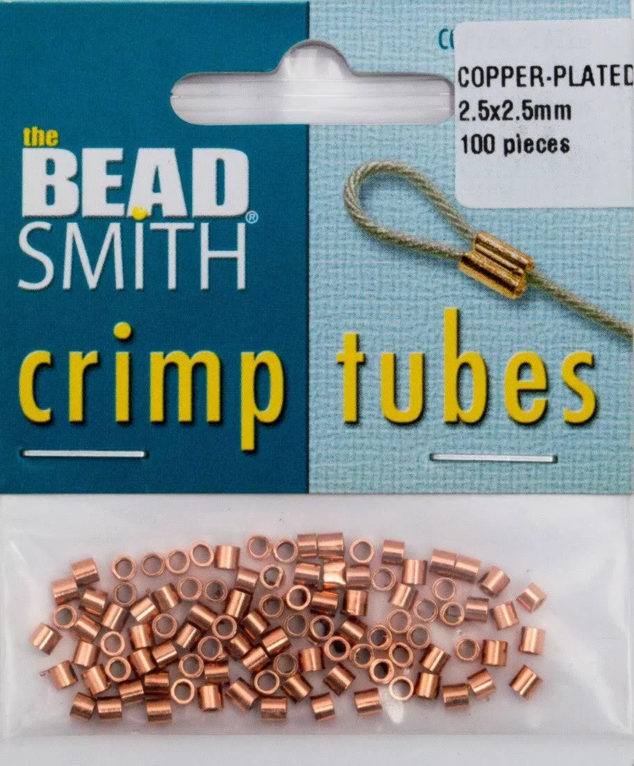 The Beadsmith Crimp Beads, Tube 2.5x2.5mm, Copper Plated (100 Pieces)