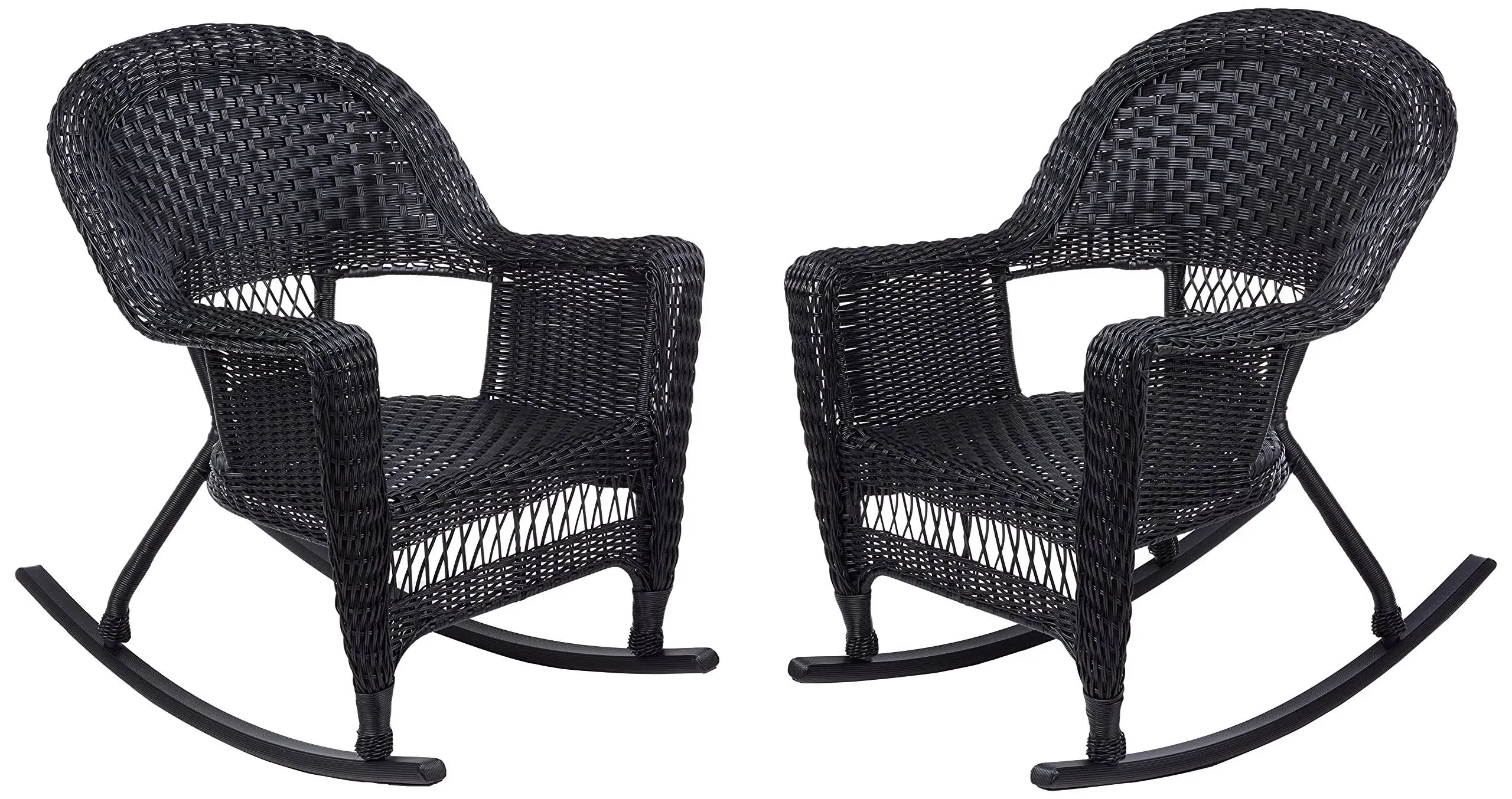 Jeco , Set of 2 Wicker Rocker Chairs, Black