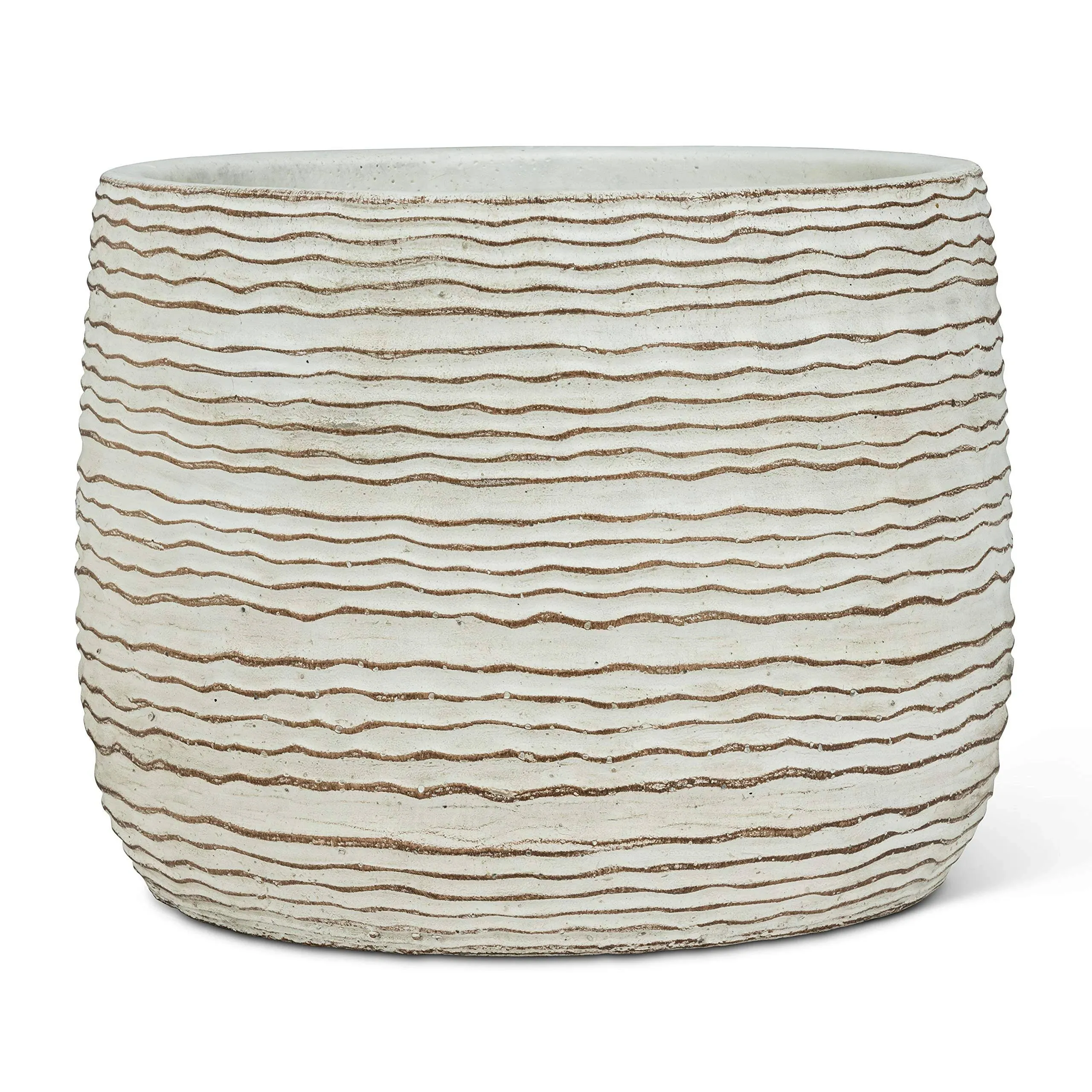 Abbott Collections AB-27-TERRAIN-754-LG 7 in. Wavy Ripple Planter, White - Large