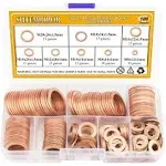 Sutemribor 150pcs 8 Sizes Copper Metric Sealing Washers Flat Washers Assortment Kit