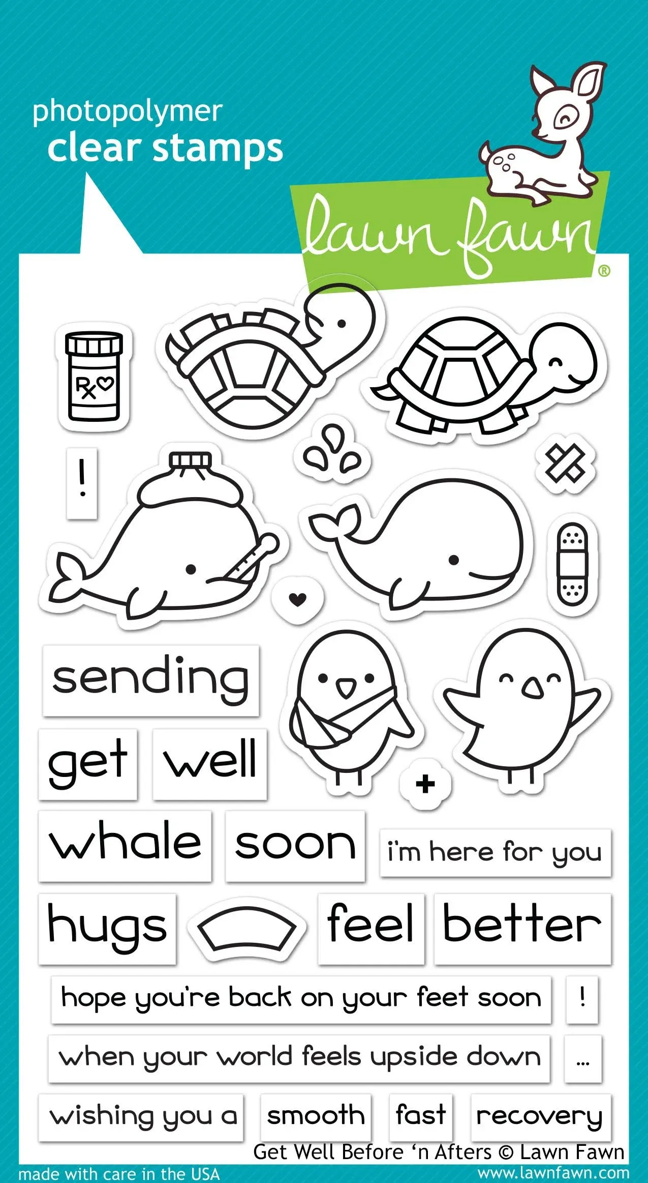 "Lawn Fawn-Clear Acrylic Stamps-Get Well Before 'N Afters"