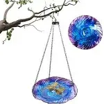 Hanging Bird Bath for Garden,Wild Bird Water Feeder Outdoor,Glass Hanging Bir...