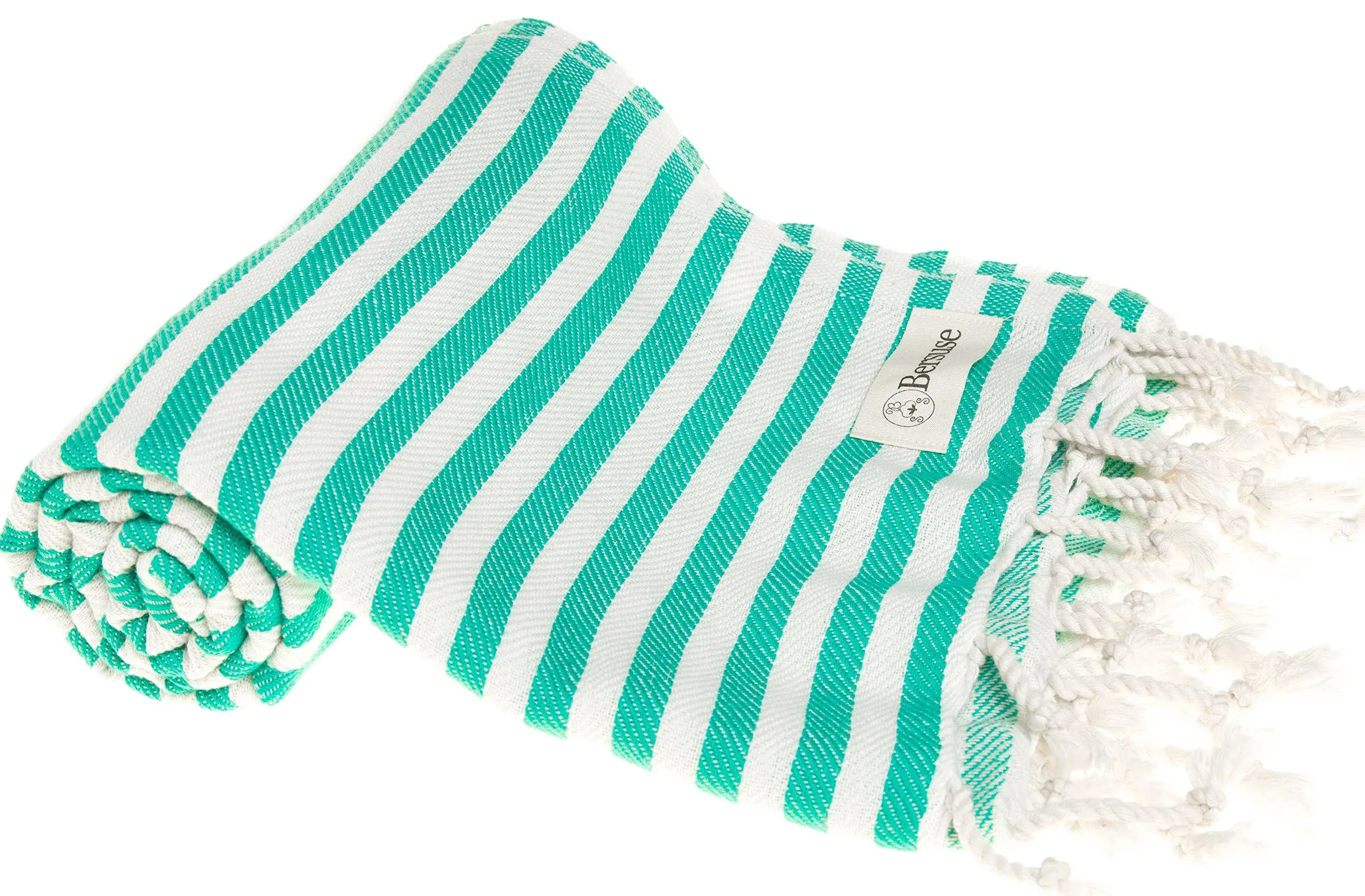 Bersuse 100% Cotton Malibu Turkish Towel - 37x70 Inches, Mint Green