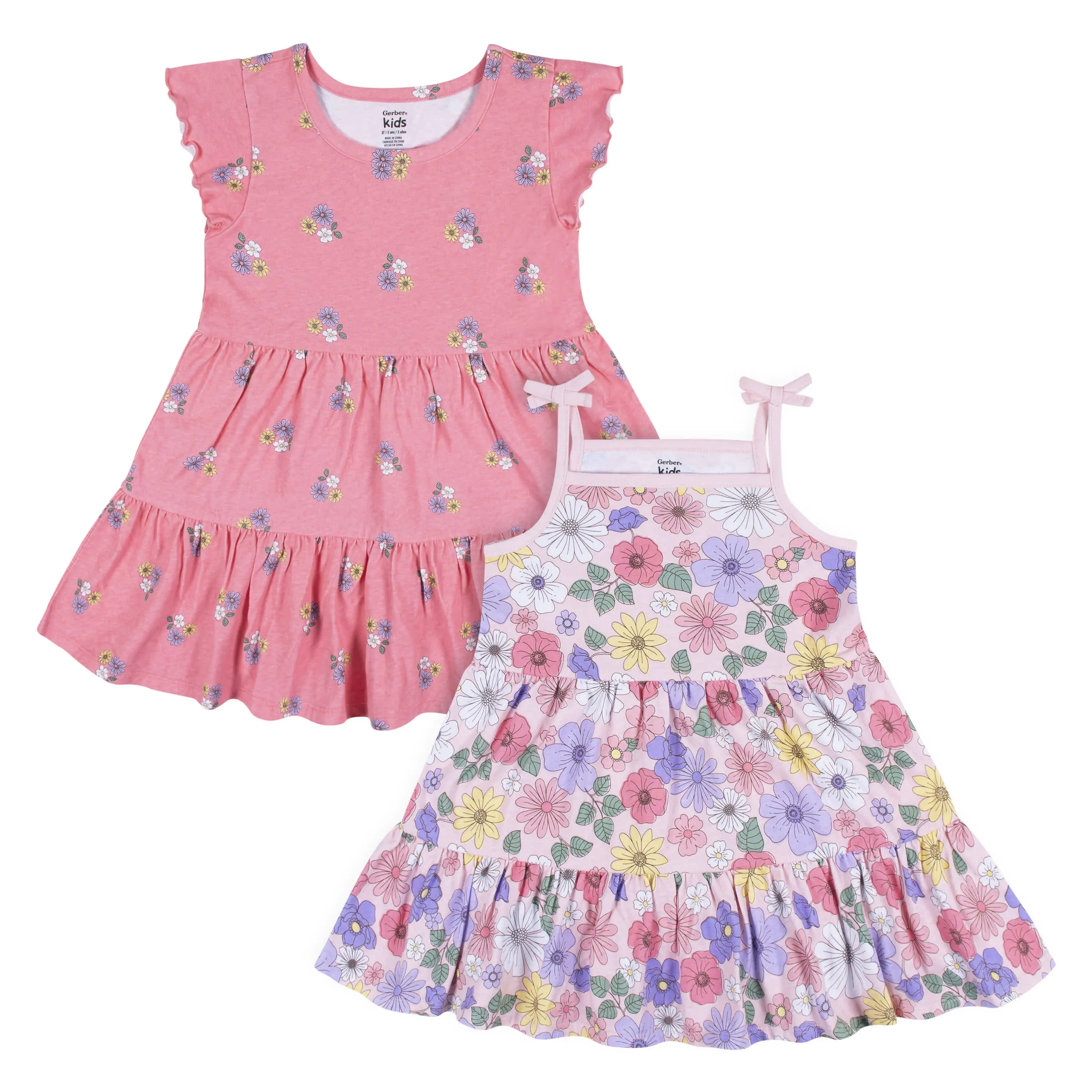 Gerber Kids 2-Pack Infant & Toddler Girls Pink Floral Knit Dresses - 4T