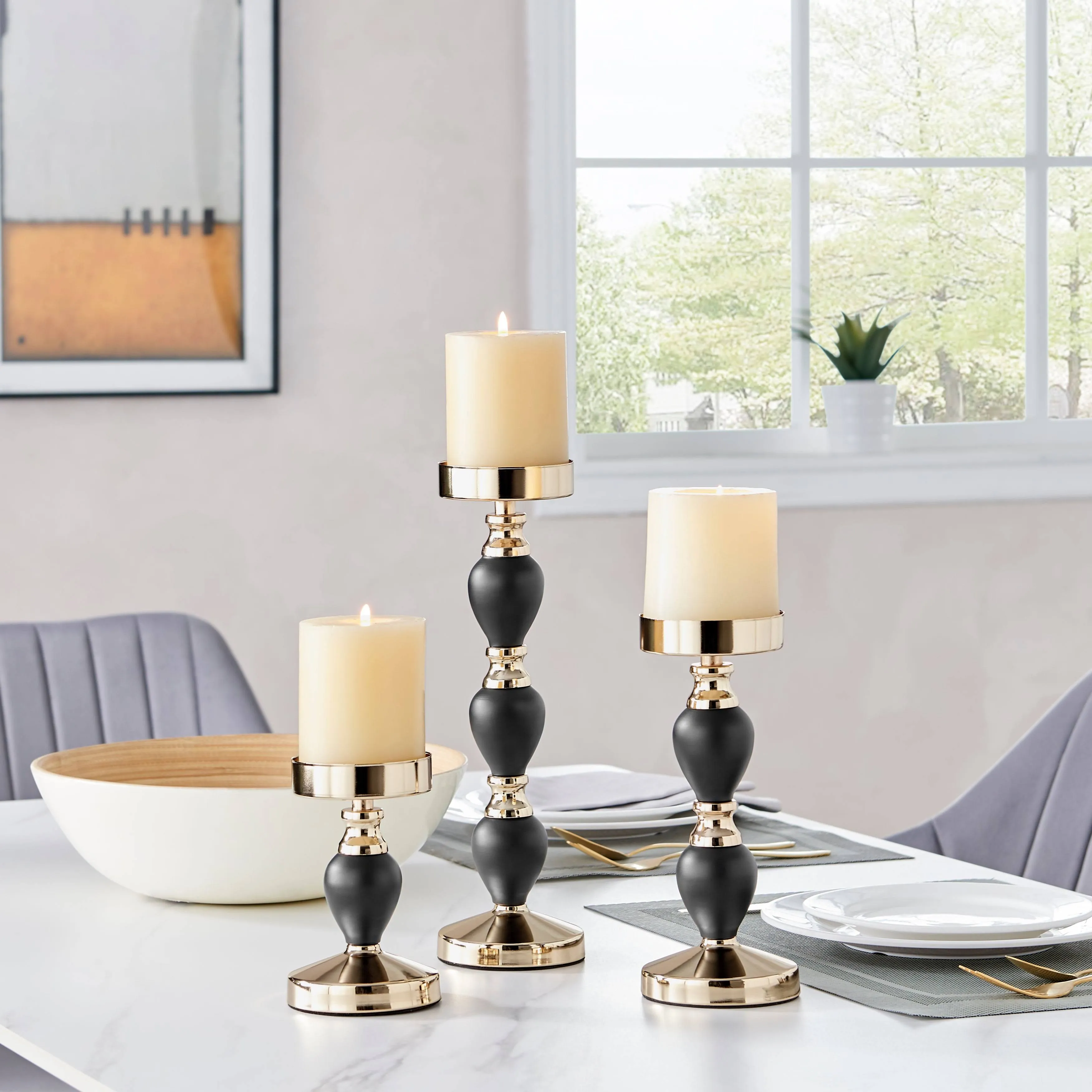 Danya B Talia Candlestick Taper Candle Holders Set of 3