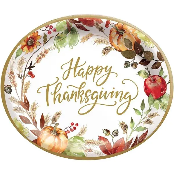 Thanksgiving Grateful Day 12-Inch Oval Plates