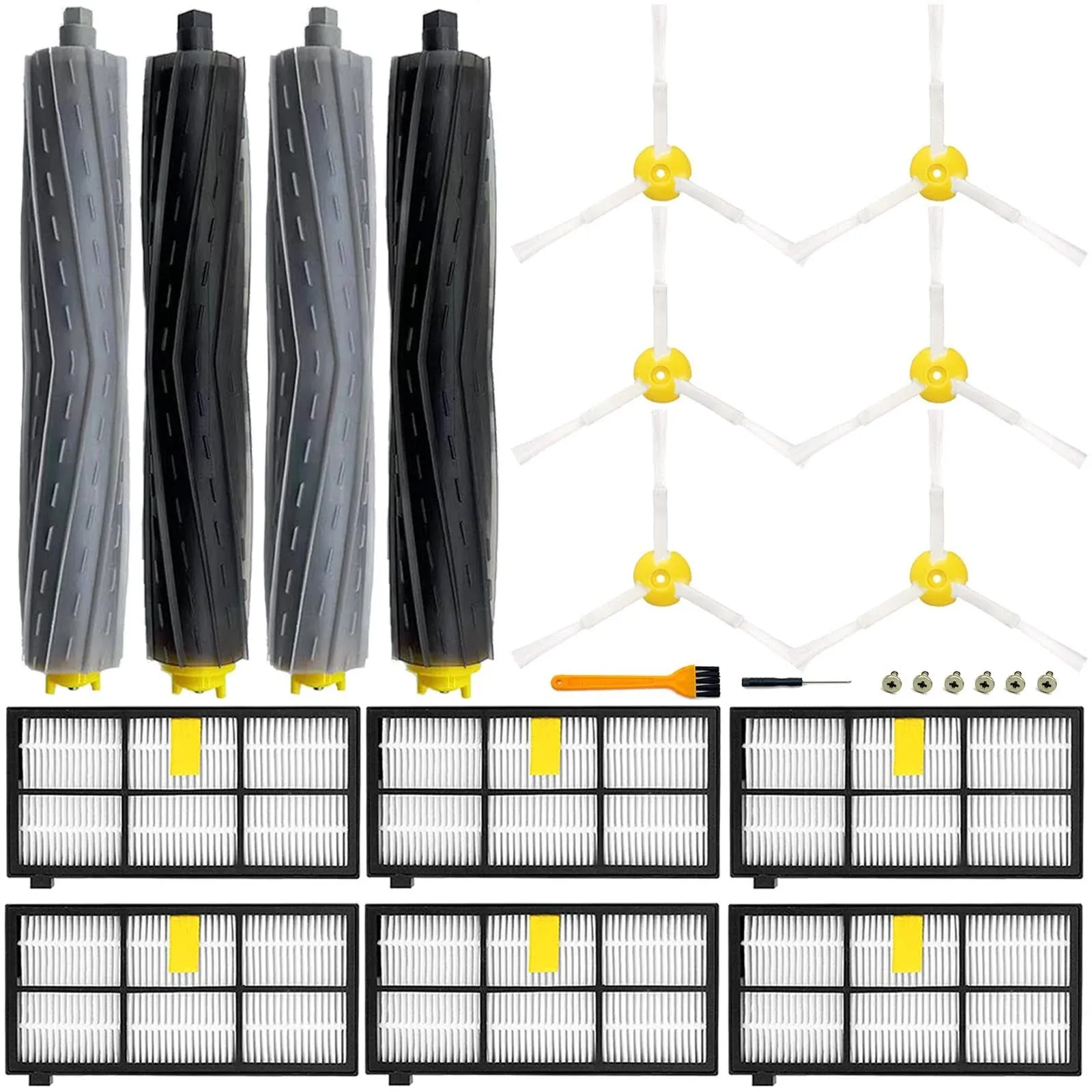 14 Pack 800 * * Parts For * 850 860 861 866 870 880 890 900 960 980 981 985 Robot Vacuum, 2 * Extractor 6 Filters 6 Side Brushes &amp; 6Screws