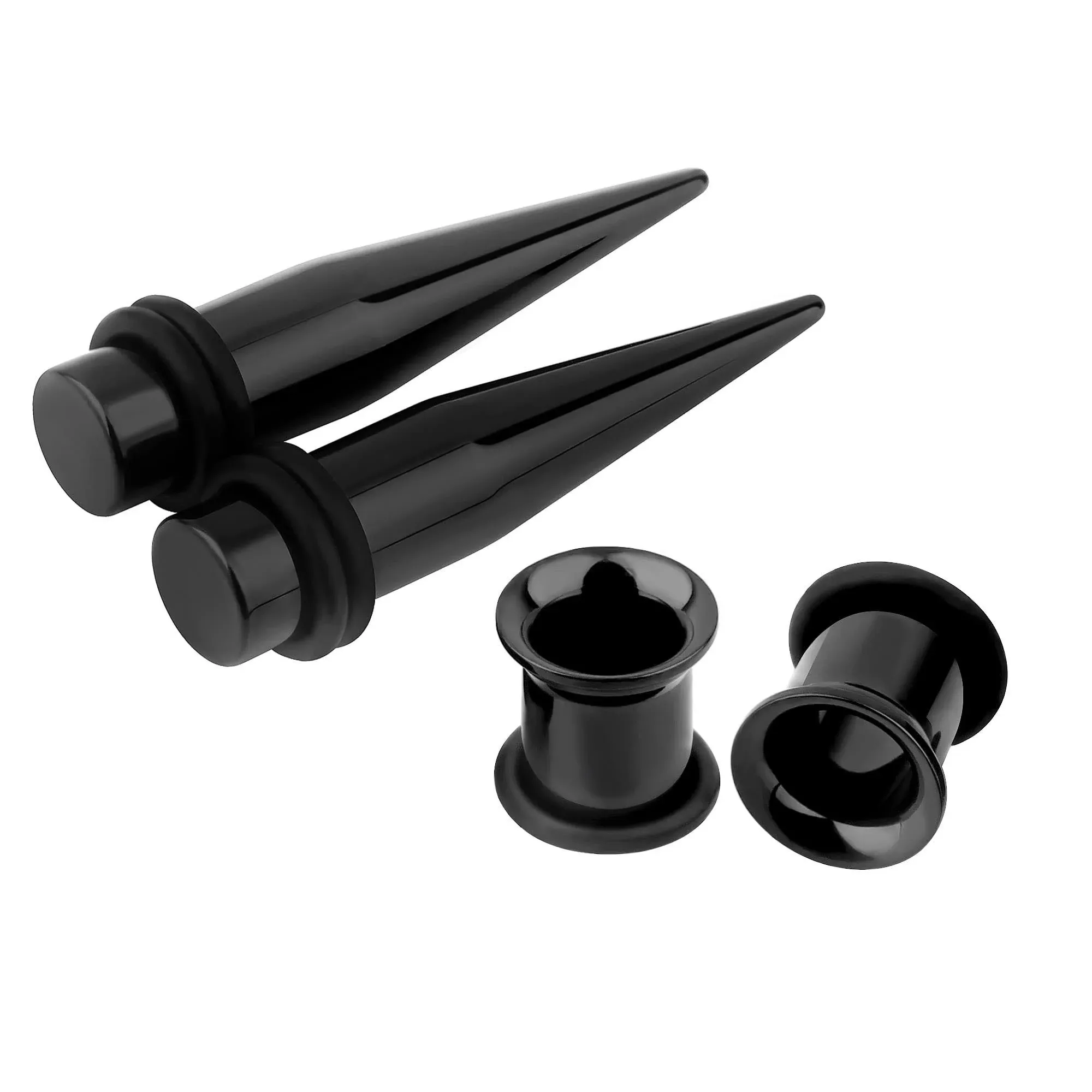 1g 7mm 316L Surgical Steel Ear Tapers Stretching Kit and Flesh Tunnels Gauges Plugs for Ears Women Men Piercing Jewelry 2 pairs