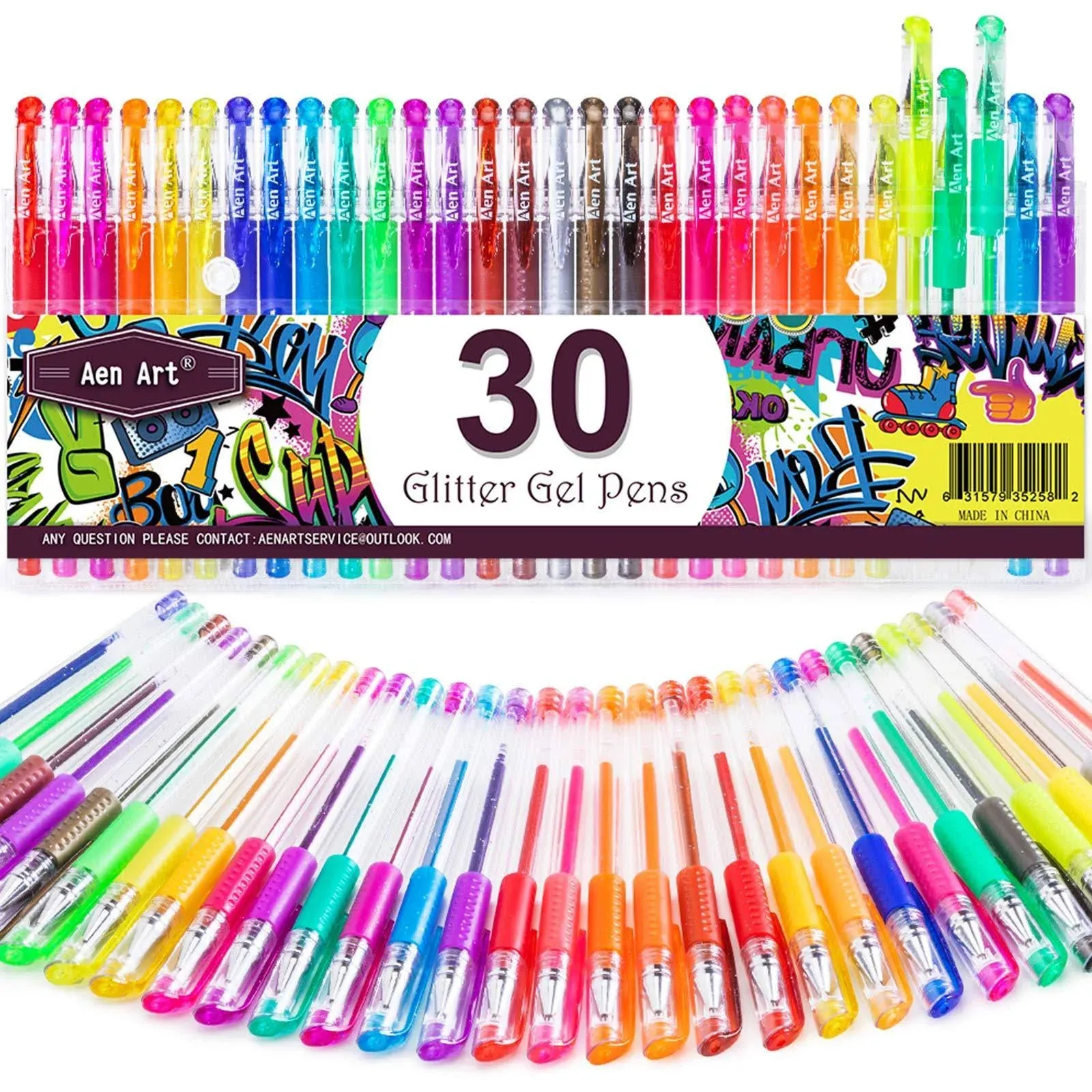 Gel Pens, 33 Color Gel Pen Fine Point Colored Pen Set with 40% More Ink for Adul