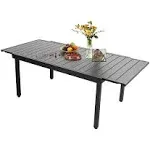 Sophia & William Black Expandable Patio Dining Tables Metal Outdoor Table for 6-8 Person Lawn Garden Bistro Rectangular Table