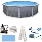 Blue Wave Martinique Round 52-in Deep 7-in Top Rail Metal Wall Swimming Pool Package