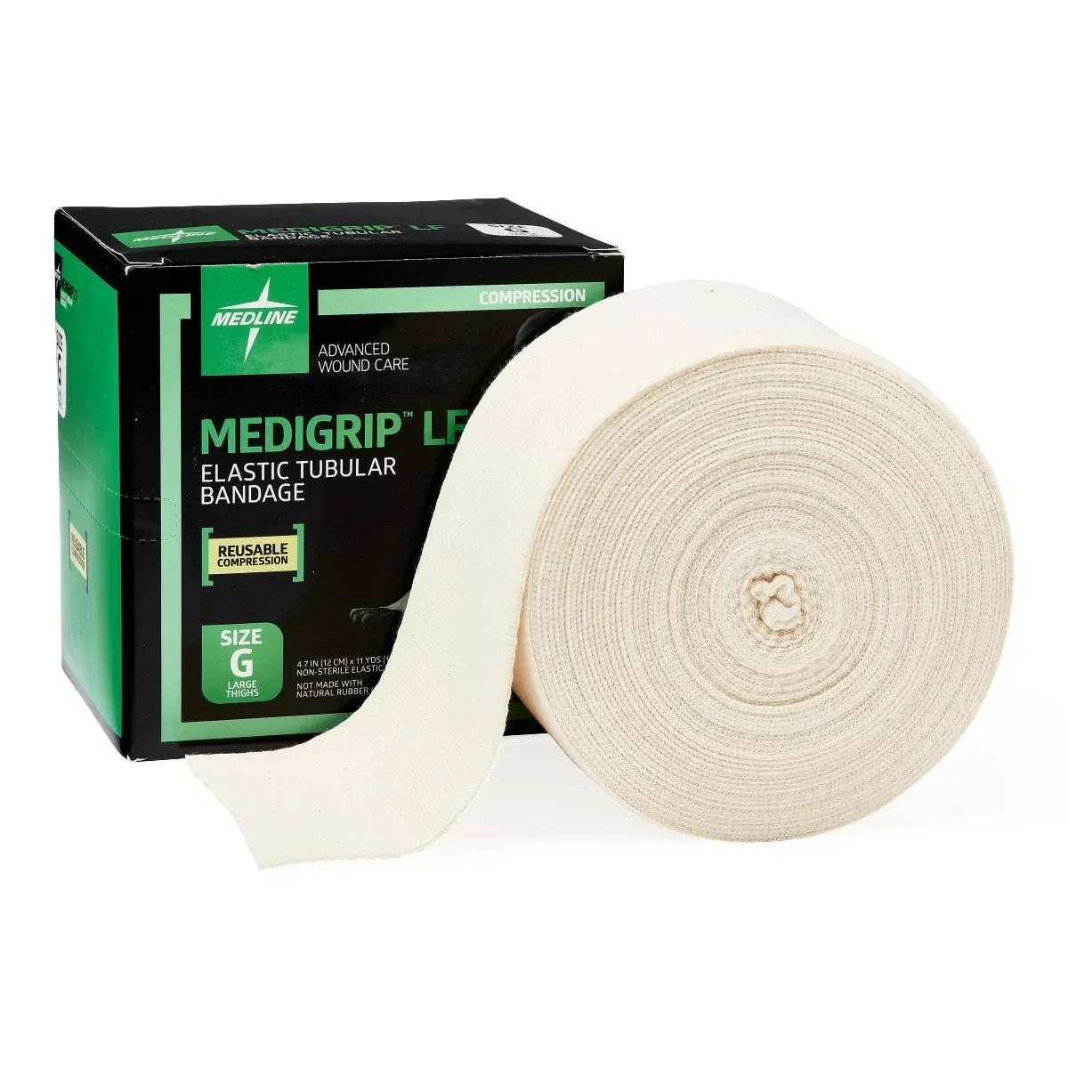 Medline Medigrip LF Elastic Tubular Support Bandage for Large Thighs, Size G: 4-3/4" W (12.07 cm) x 11 yd.