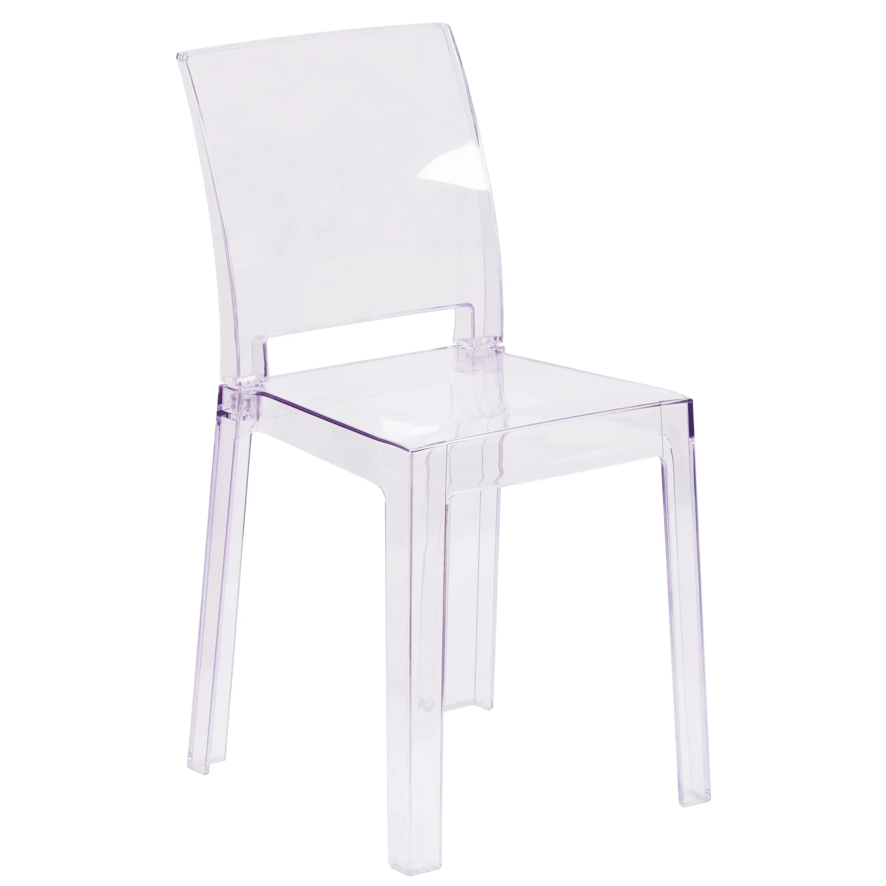 Flash Furniture Ghost Chair with Square Back in Transparent Crystal