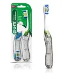 Gum Folding Travel Toothbrush, Compact Head + Tongue Cleaner, Soft Bristled Travel Toothbrushes for Adults, 2ct