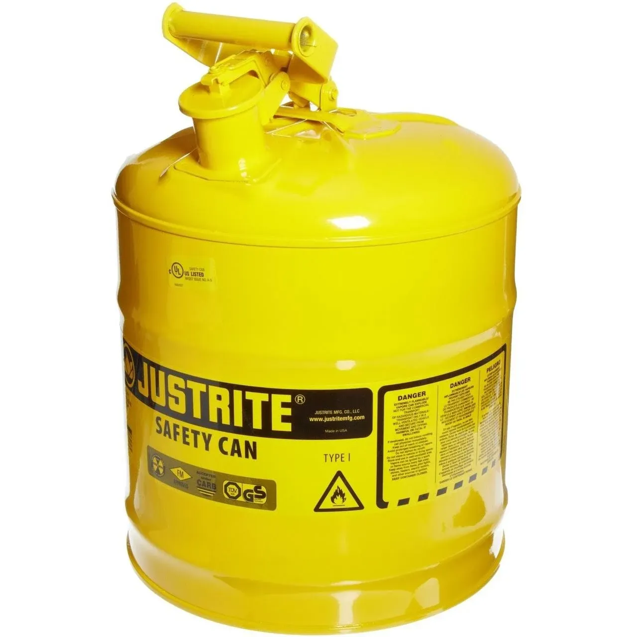 Justrite 7150200 Type I Safety Can, 5 gal, Yellow