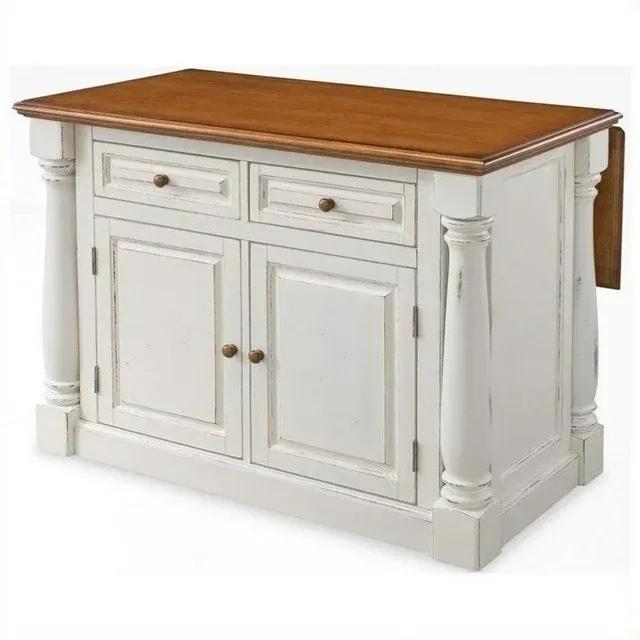 Bowery Hill Antiqued Kitchen Island in Antiqued White