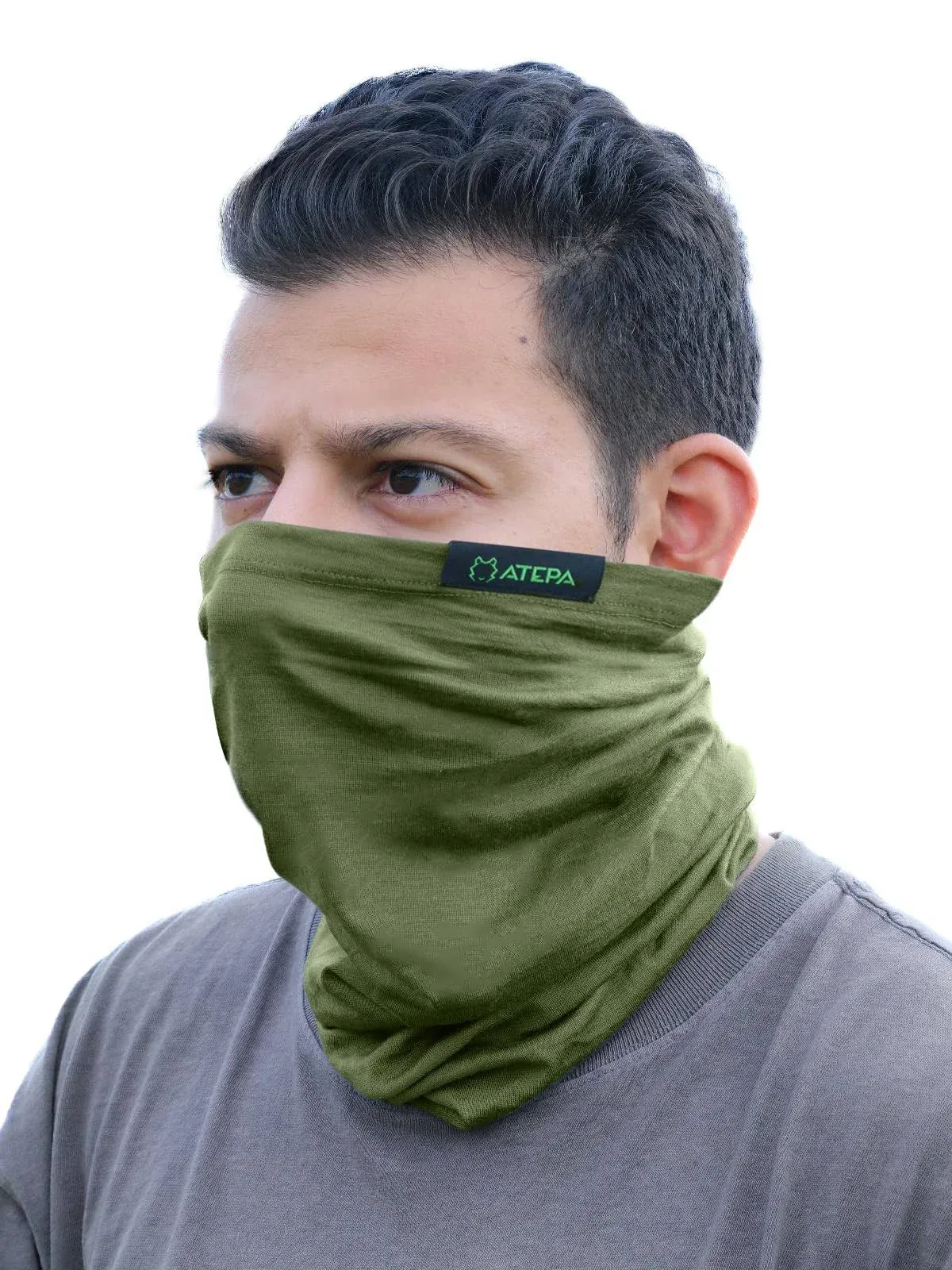 ATEPA Merino Wool Neck Gaiter Military Green