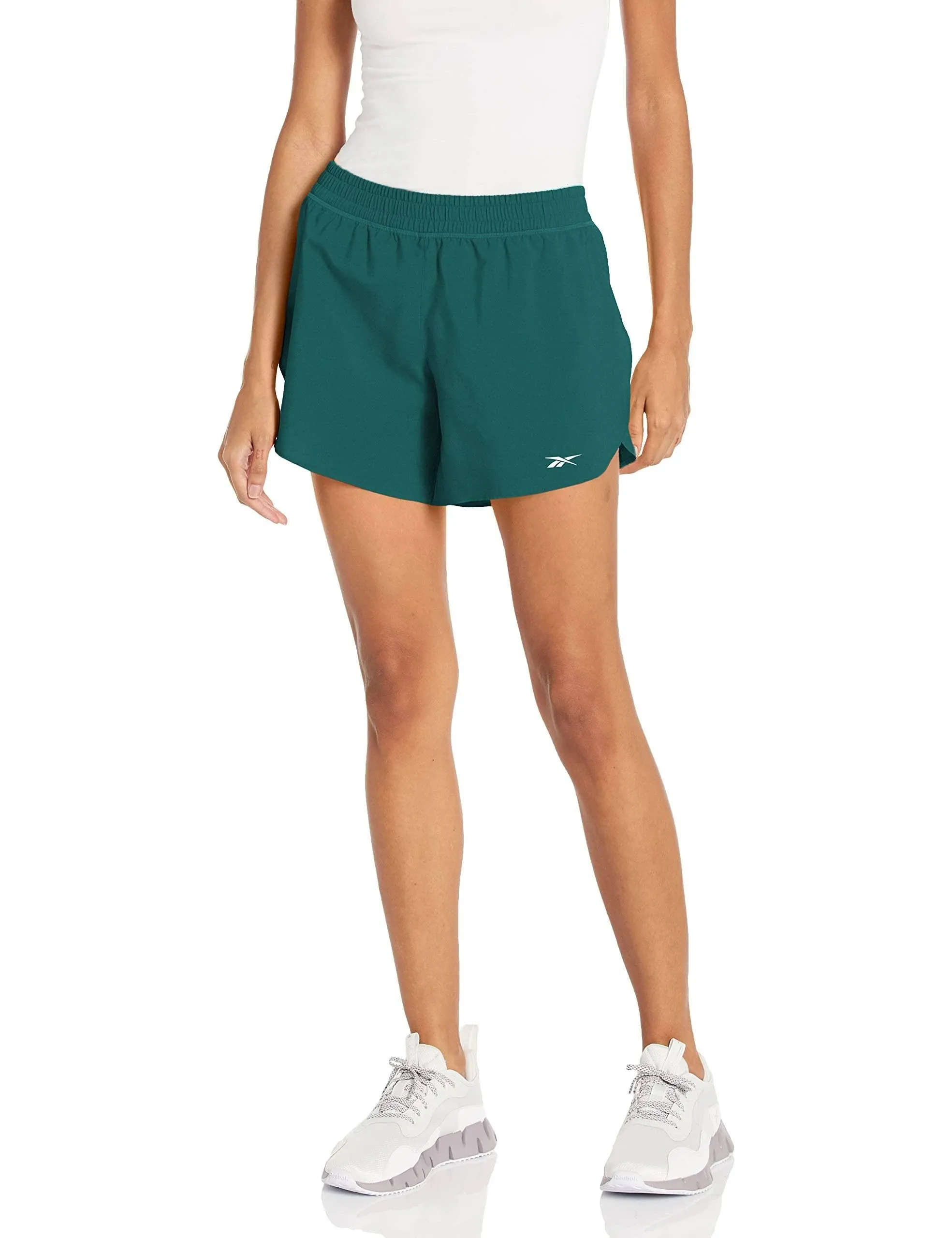 Reebok Women's Standard Running Shorts, Forest Green/Small Reflective Logo, Large