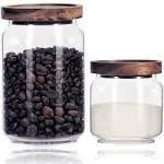 Vensp Clear Borosilicate Glass Storage Jars With Airtight Wooden Lids,glass ...