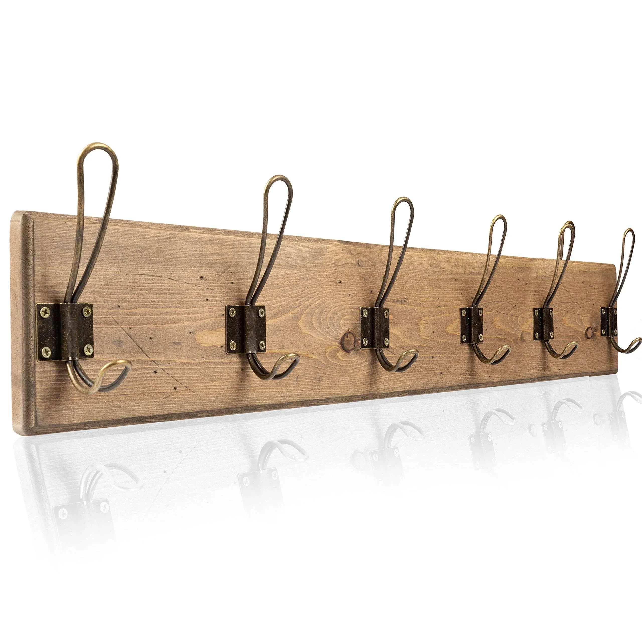 Elegant Wood and Metal Coat Rack - 6 Hooks for Kitchen, Bedroom &amp; More